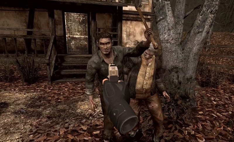 Immersive weapon handling in Resident Evil 4 VR.