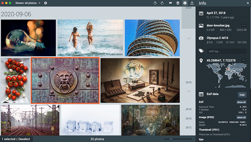 Picturama app interface showcasing image viewing capabilities