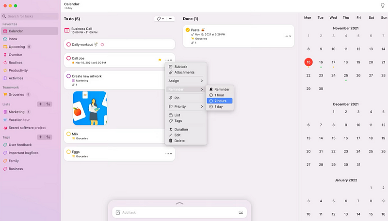 Planny 6 app interface displaying planning features