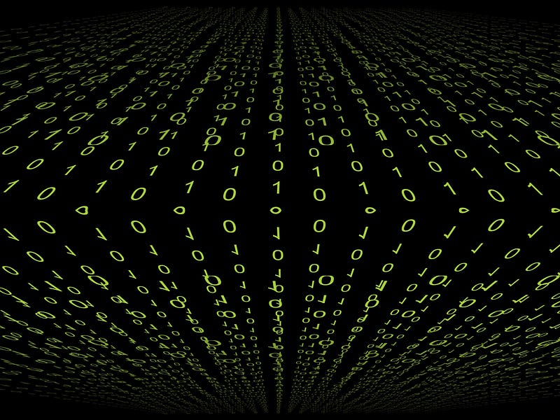 Artist's representation of binary data storage.