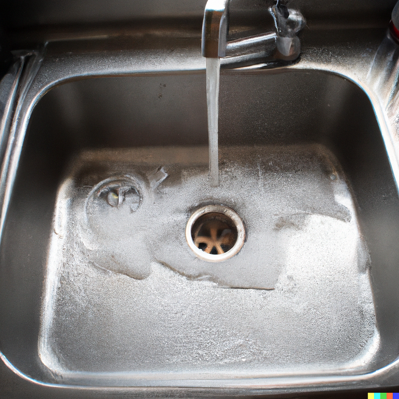 AI-generated image of an overflowing kitchen sink