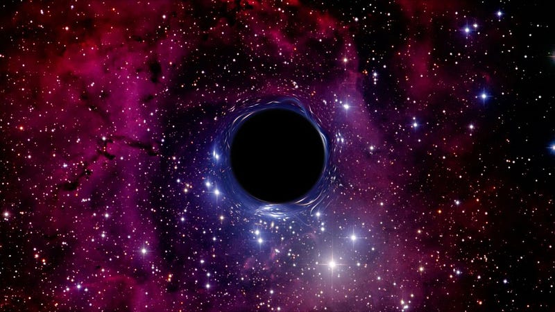 Depiction of black hole interactions with surrounding matter