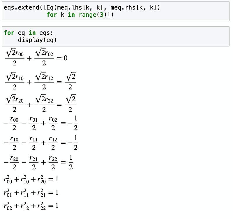 Diagonal entries from the matrix