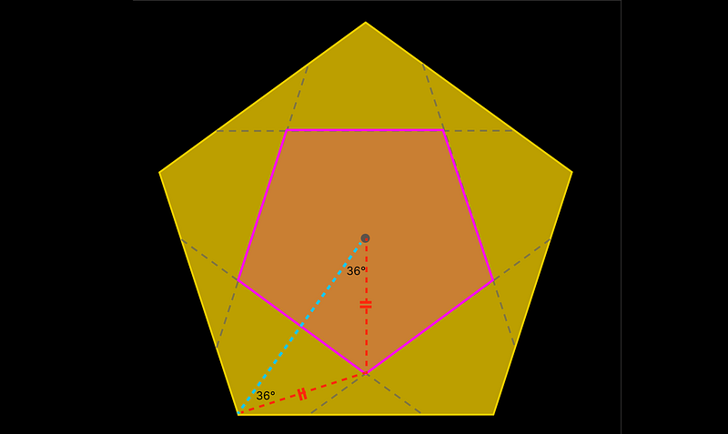 Isosceles triangle from the folded pentagon