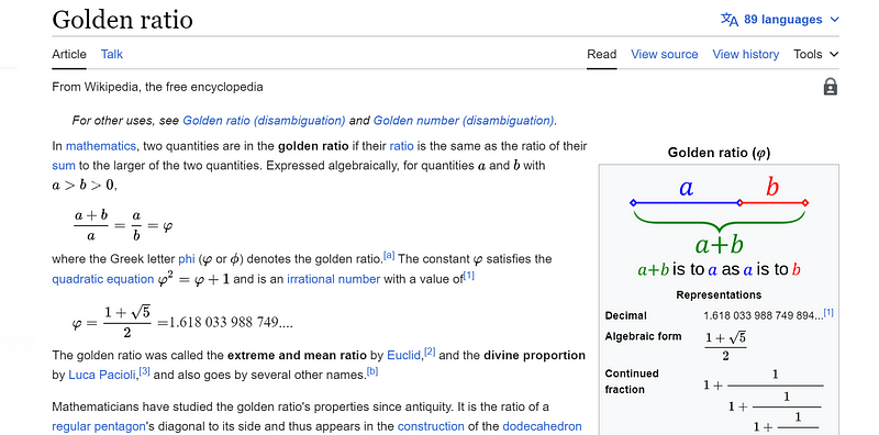 Golden ratio representation