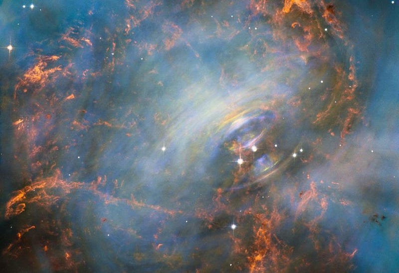 Core of the Crab Nebula showcasing pulsar activity