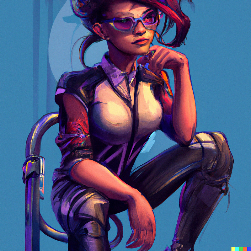 AI-generated cyberpunk woman artwork