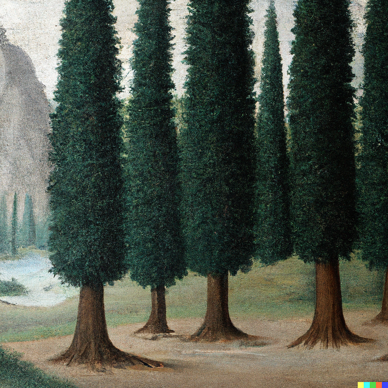 AI-generated forest artwork in Leonardo da Vinci style