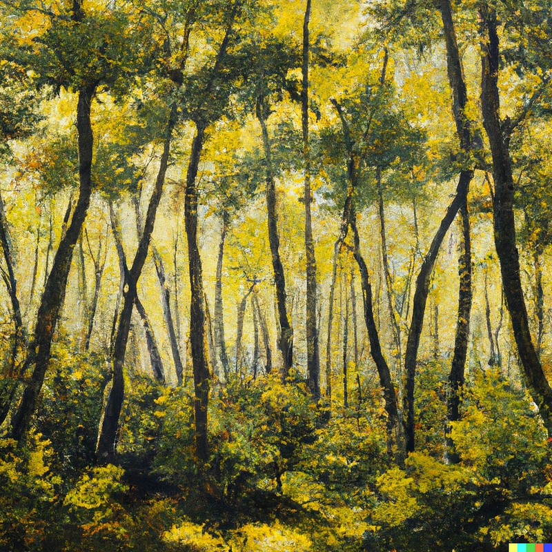 AI-generated forest artwork in Renoir style