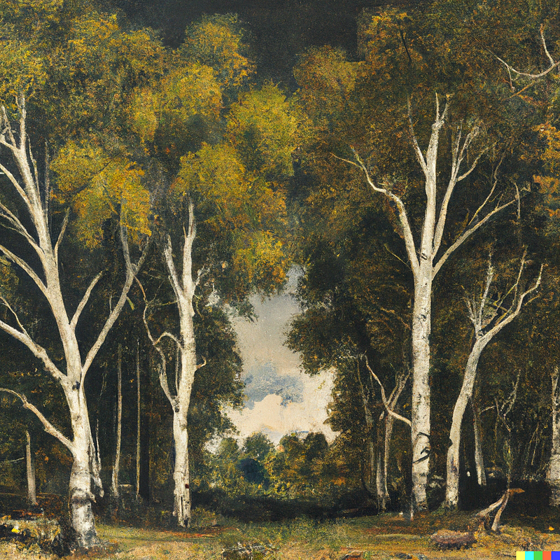 AI-generated forest artwork in John Constable style