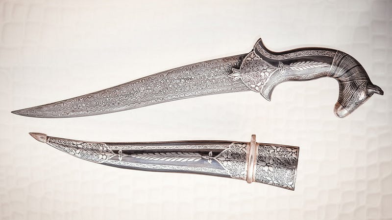 Replica of an ancient Damascus steel dagger