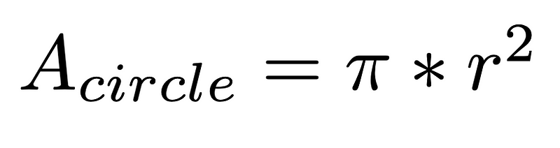 Formula for calculating the area of a circle