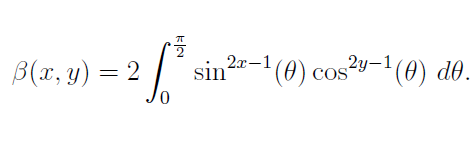 Beta Function in Terms of Sine and Cosine