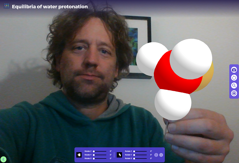 Visualization of a protonated water molecule