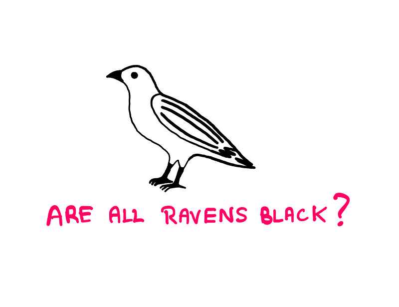 Illustration depicting the raven paradox