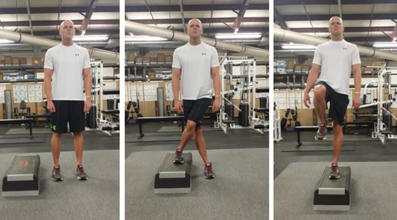 Lateral step-up exercise for hip strength