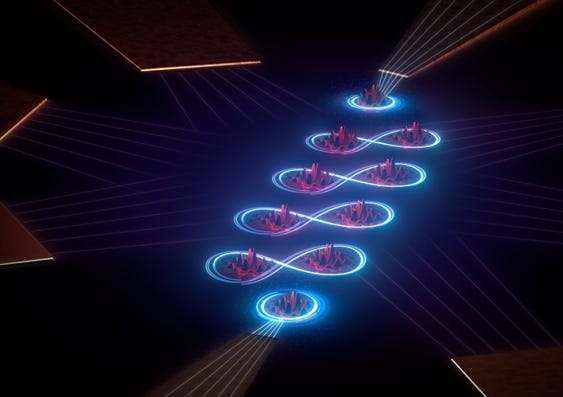 Artistic representation of a quantum computing circuit