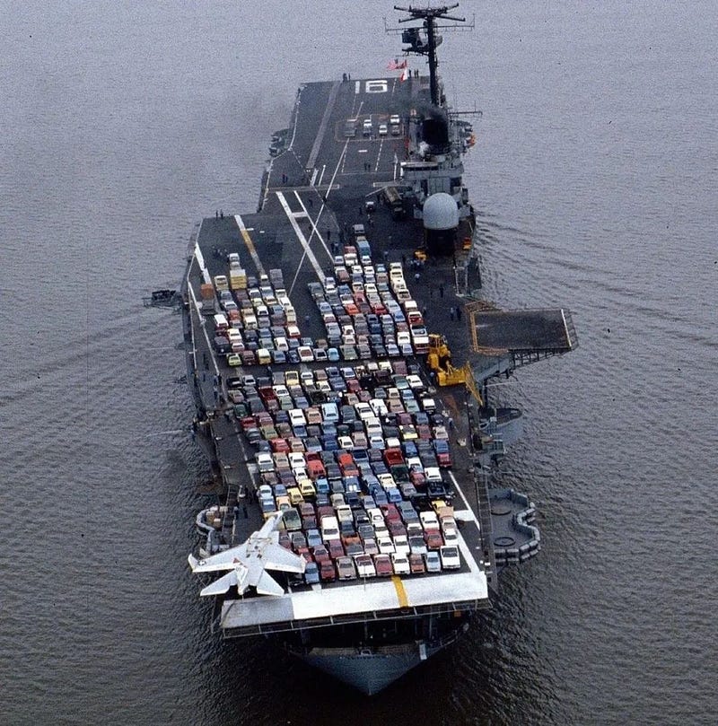 Aircraft carrier returning to port