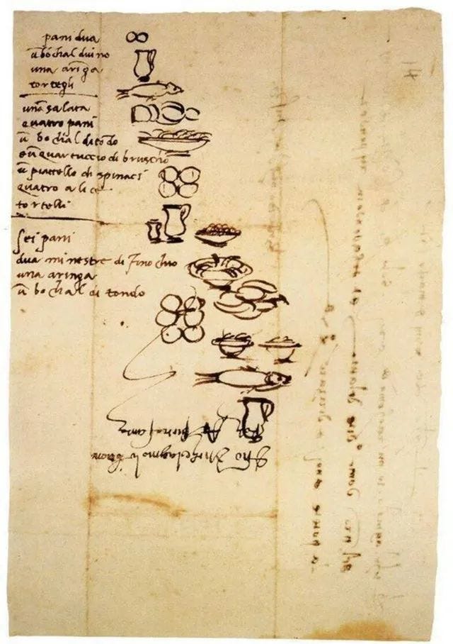 Michelangelo's shopping list in hieroglyphics