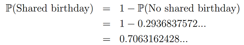 General formula for birthday probability