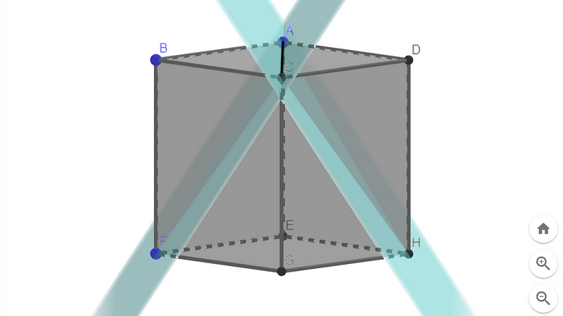 Two intersecting planes on cube faces