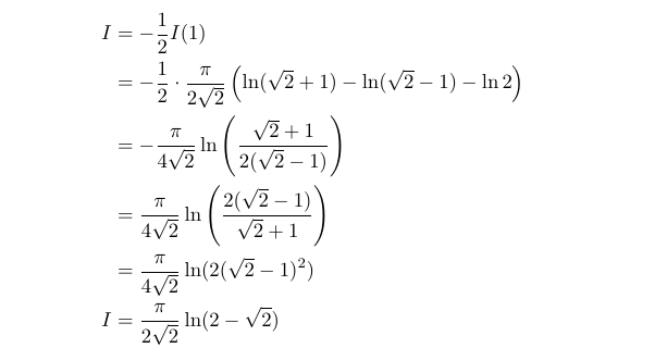 Final calculations for the integral