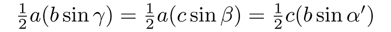 Area equation for obtuse triangles