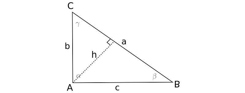 Altitude diagram in a right triangle