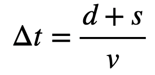 Time calculation for bullet passage.