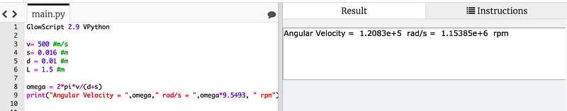 Python script for calculations.