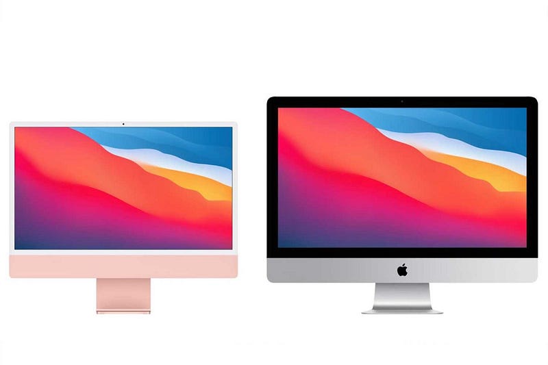 New 24-inch iMac next to the older model